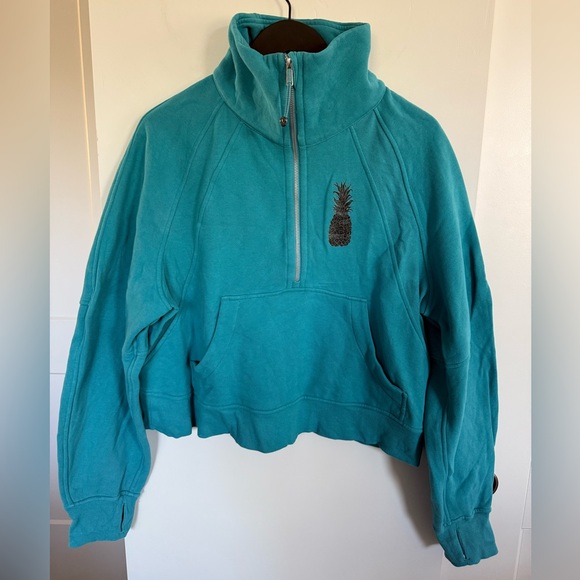 Rare Lululemon Hawaiian Pineapple Scuba Oversized Funnel Neck Half Zip Size M/L